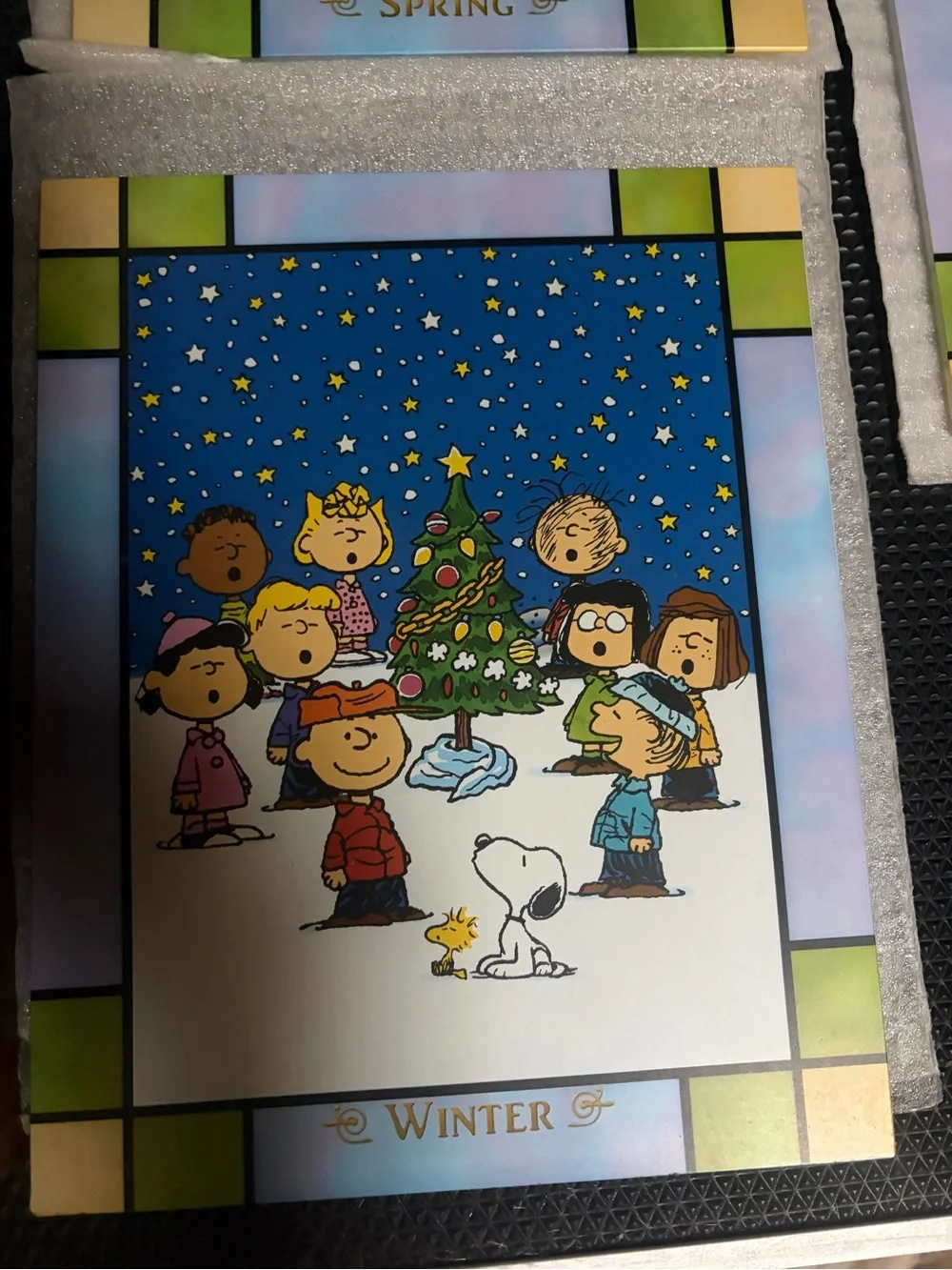 Peanuts Wall Clock and Seasonal Panels — Brown, Blue, Green, White